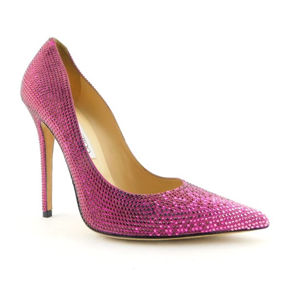 Jimmy Choo Shoes - JIMMY CHOO Jazzberry Fuchsia Purple Sparkle Crystal Encrusted Heel Pumps 38.5